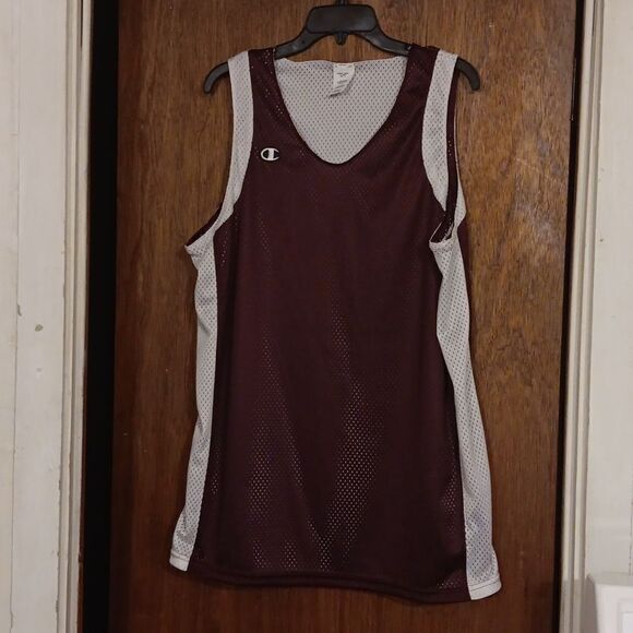 Men's Reversable Champion Tank Top Burgundy And White Large Great Pre-Owned Cond - Picture 4 of 6